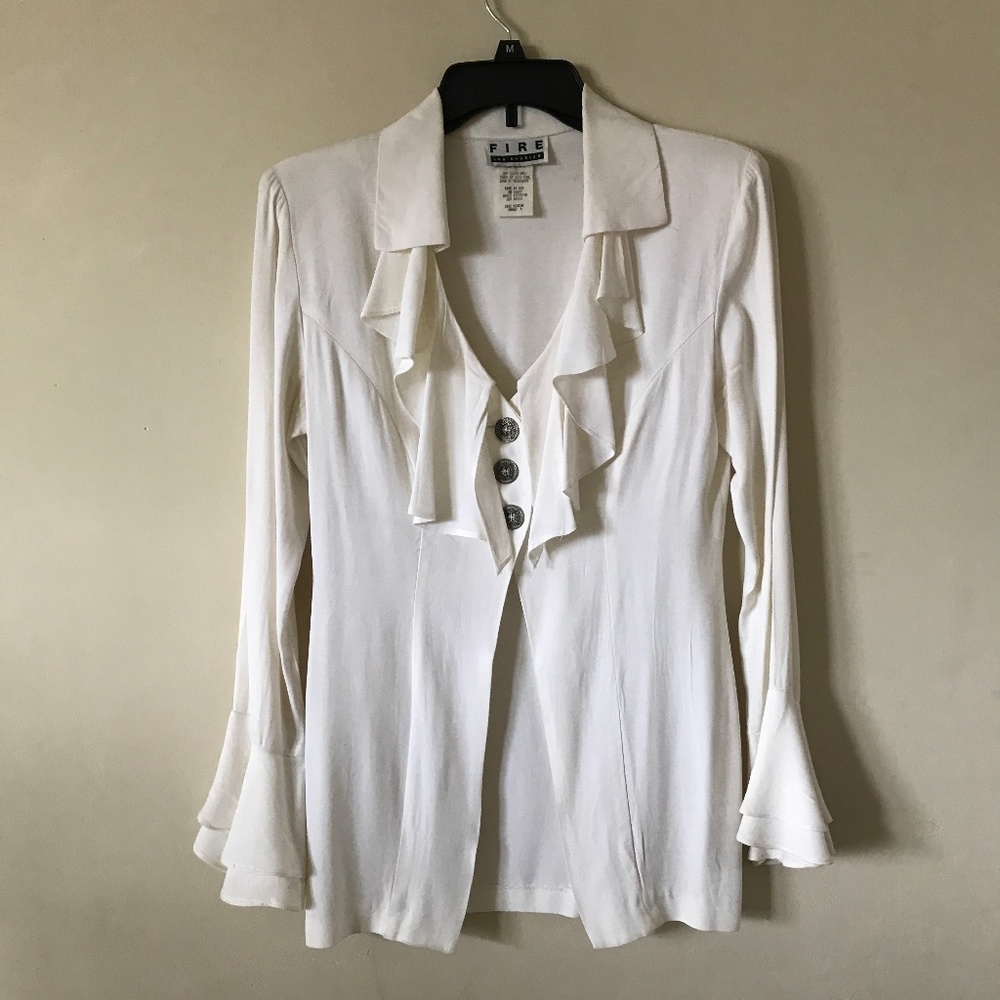 Off White Ruffled Top. Medium.